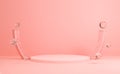 Abstract 3d rendering of display product, podium stand, platform, pedestal winner on pink pastel background scene with glass balls Royalty Free Stock Photo