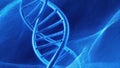 Abstract 3D rendering of a DNA double helix structure on a blue background with light effects Royalty Free Stock Photo