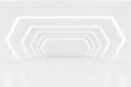 Abstract 3d rendering of empty futuristic tunnel room with light on the wall. Sci-fi concept