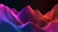 Vibrant Gradient Wireframe Abstract Landscape. Neon Grid Surface Visualization of Data, Sound Waves, or Technology Flow Royalty Free Stock Photo
