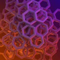 An abstract 3D rendering featuring an intricate arrangement of hexagonal structures Royalty Free Stock Photo