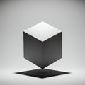 An abstract 3D rendering of a floating cube with a smooth surface, positioned against Royalty Free Stock Photo