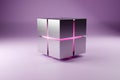 Abstract 3d rendering of flying cube. Sci fi shape on empty futuristic background. 3d illustration Royalty Free Stock Photo