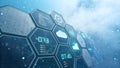Futuristic Hexagonal Data Interface: Global Network Technology Royalty Free Stock Photo