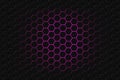 Abstract 3d rendering of futuristic surface with hexagons. Dark purple sci-fi background