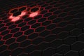 Abstract 3d rendering of futuristic surface with hexagons. Dark red sci-fi background. Royalty Free Stock Photo