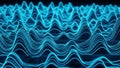 Abstract 3D rendering of glowing blue wavy lines on a dark background Royalty Free Stock Photo