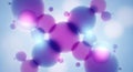 Abstract 3d rendering of glowing purple and blue spheres in a fluid formation with soft light Royalty Free Stock Photo