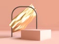 Cream-orange scene geometric abstract 3d rendering gold fabric square shape