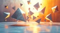 Abstract 3D Rendering of Grey Stone Pyramids in Orange Light Royalty Free Stock Photo