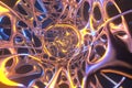 Abstract 3d rendering illustration .Organic structure network neutron metal membrane sci-fi background. 5G technology networking Royalty Free Stock Photo