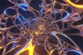 Abstract 3d rendering illustration .Organic structure network neutron metal membrane sci-fi background. 5G technology networking Royalty Free Stock Photo