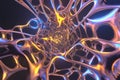 Abstract 3d rendering illustration .Organic structure network neutron metal membrane sci-fi background. 5G technology networking Royalty Free Stock Photo