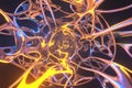 Abstract 3d rendering illustration .Organic structure network neutron metal membrane sci-fi background. 5G technology networking Royalty Free Stock Photo