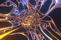 Abstract 3d rendering illustration .Organic structure network neutron metal membrane sci-fi background. 5G technology networking Royalty Free Stock Photo