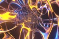 Abstract 3d rendering illustration .Organic structure network neutron metal membrane sci-fi background. 5G technology networking Royalty Free Stock Photo