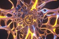 Abstract 3d rendering illustration .Organic structure network neutron metal membrane sci-fi background. 5G technology networking Royalty Free Stock Photo