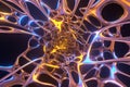 Abstract 3d rendering illustration .Organic structure network neutron metal membrane sci-fi background. 5G technology networking Royalty Free Stock Photo