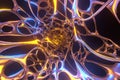 Abstract 3d rendering illustration .Organic structure network neutron metal membrane sci-fi background. 5G technology networking Royalty Free Stock Photo