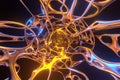 Abstract 3d rendering illustration .Organic structure network neutron metal membrane sci-fi background. 5G technology networking Royalty Free Stock Photo