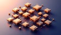 Golden Network Cubes Abstract Technology Background Royalty Free Stock Photo
