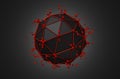 Abstract 3d rendering of low poly black sphere Royalty Free Stock Photo