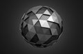 Abstract 3d rendering of low poly black sphere