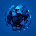 Abstract 3d rendering of low poly blue sphere with Royalty Free Stock Photo