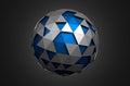 Abstract 3d rendering of low poly blue sphere with Royalty Free Stock Photo
