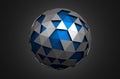 Abstract 3d rendering of low poly blue sphere with