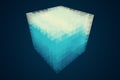 Abstract 3d rendering of low poly cube. Futuristic design. Ice Cube. Royalty Free Stock Photo