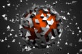 Abstract 3d rendering of low poly sphere with