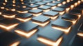 Abstract 3d rendering of metal cubes with glowing lights. Futuristic background. Royalty Free Stock Photo
