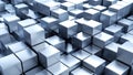 Abstract 3D rendering of a metallic cube pattern, modern geometric background. Royalty Free Stock Photo