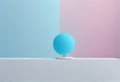 abstract 3d rendering of modern geometric shape with blue and gray color . render empty podium for product