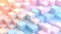 Abstract 3D rendering of pastel colored cubes, geometric background. Royalty Free Stock Photo