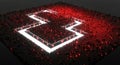 Abstract 3D rendering of a red cube grid forming letter S on black background with futuristic technological design Royalty Free Stock Photo