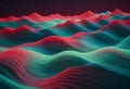 Abstract 3D rendering of red and green wave-like structures creating a dynamic and textured background. Royalty Free Stock Photo