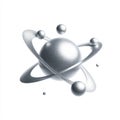 Abstract Silver Atom Model 3D Render Royalty Free Stock Photo