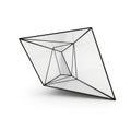 Transparent geometric wireframe structure with a nested inner frame on a white background Royalty Free Stock Photo