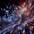 Abstract 3D rendering of a wavy, multicolored structure with soap bubbles against a dark background, generative ai Royalty Free Stock Photo