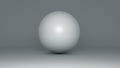 Abstract 3D rendering of a white ball isolated on a white background with a shadow on a white surface. The ball is in the center Royalty Free Stock Photo