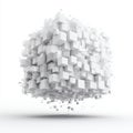 Abstract White Exploding Cube 3D Render Royalty Free Stock Photo