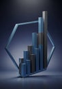 Abstract 3D representation of a bar graph within a hexagonal Royalty Free Stock Photo
