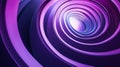 Abstract 3D rings in luminous violet hues, layered circular lines creating a hypnotic futuristic pattern
