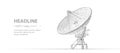 Abstract 3d satellite antenna. Radio telecommunication, astronomical telescope, military radar, universe research