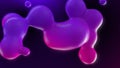 Abstract 3d shapes background. Morphing wax drops illustration. Purple to pink Royalty Free Stock Photo