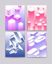 Abstract 3d shapes. Cool gradient isometric shapes technologic futuristic backgrounds. Vector modern book covers