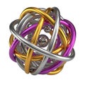 Abstract 3D Sphere with Intertwined Metallic Tubes Royalty Free Stock Photo