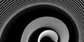 Abstract 3D spiral pattern made of white spotted lines on a black background. The dynamic, optical illusion effect creates depth Royalty Free Stock Photo